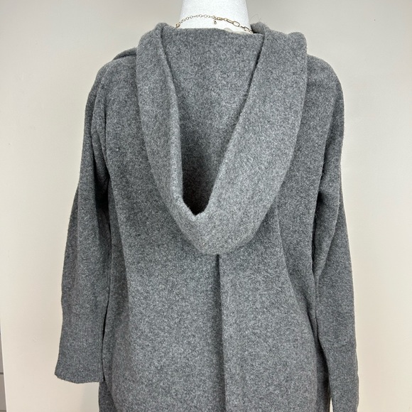 EVERLANE The Cozy Charcoal Gray Long Hooded Cardigan Maxi Duster Sweater - Picture 11 of 13